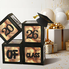 Runtowo 1set 2026 Black Graduation Balloon Box ,Graduation Party Decorations ,Class of 2026 Party Background Decor