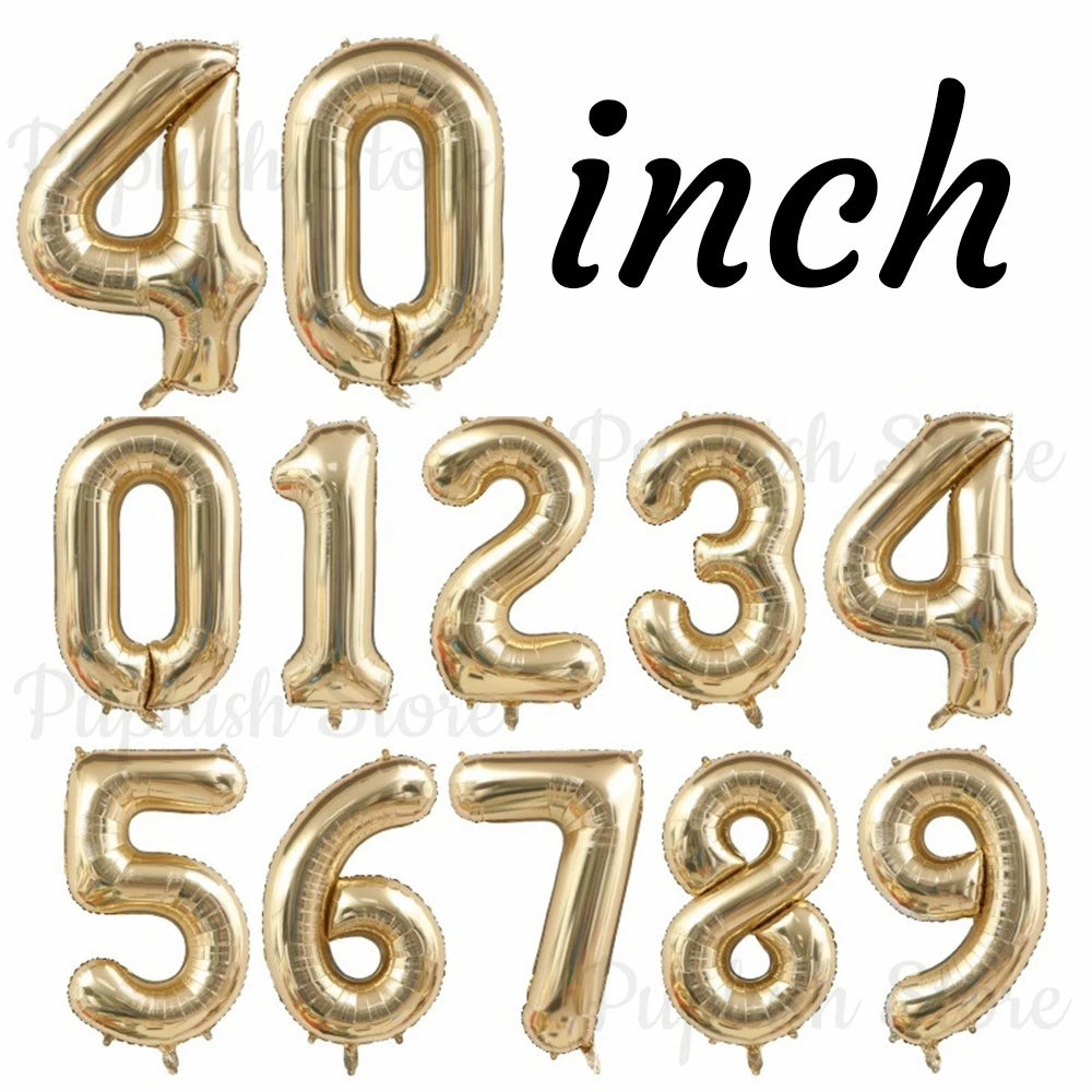 40inch Light Gold Number Balloons Champagne Gold Large Number 0-9 Foil Balloons for Anniversary New Year Birthday Party Decor