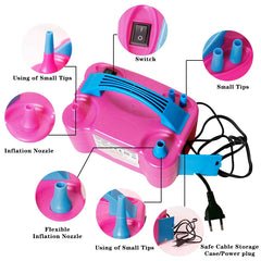 220V Electric Balloon Air Pump Inflator Dual-Nozzle Latex Globos Machine Blower for Birthday Party Arch Column Stand Inflatable