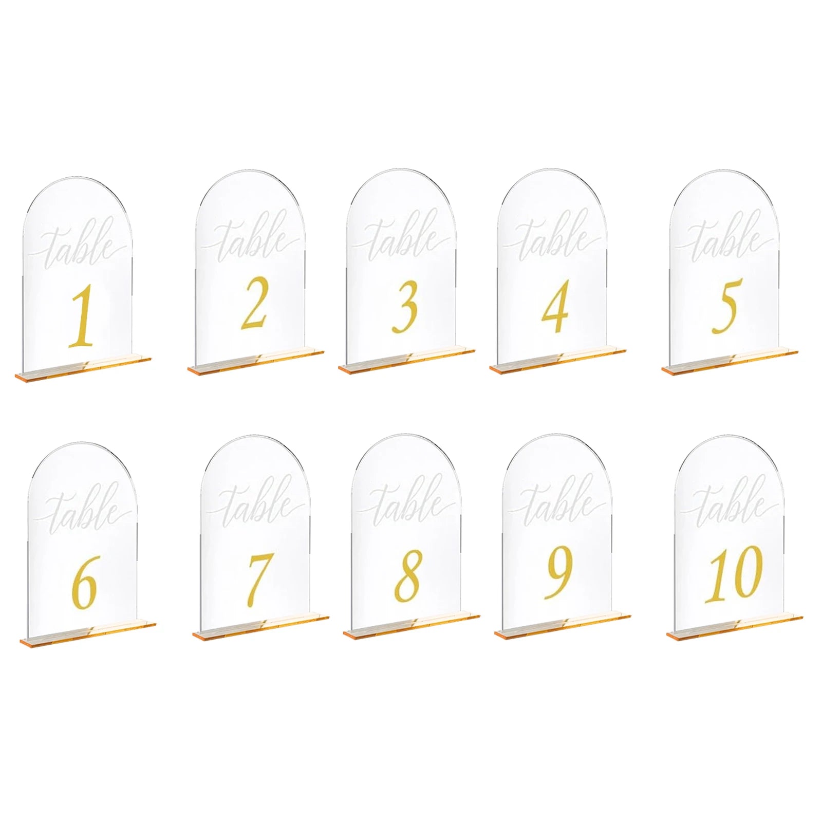 Acrylic Table Number Signs 10 Pcs Set Clear Table Number Cards for Wedding Restaurant& Graduation Activities