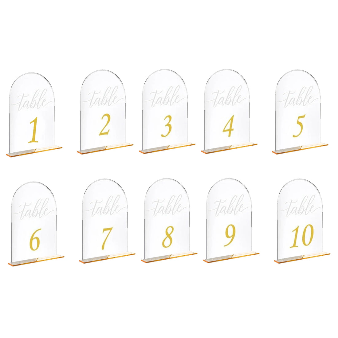 Acrylic Table Number Signs 10 Pcs Set Clear Table Number Cards for Wedding Restaurant& Graduation Activities