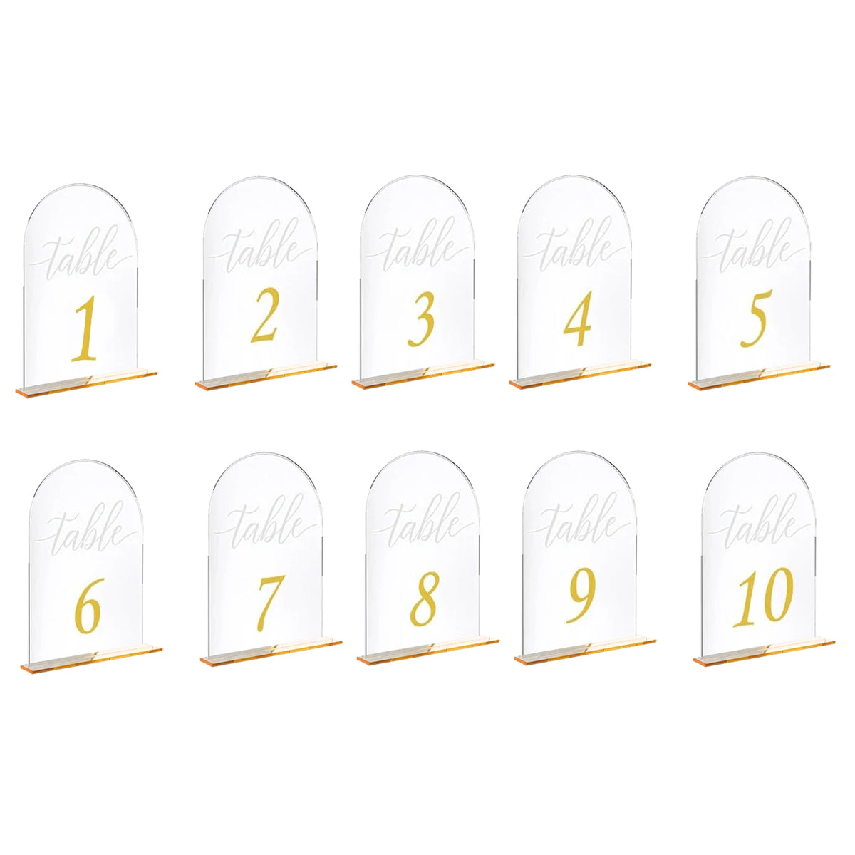 Acrylic Table Number Signs 10 Pcs Set Clear Table Number Cards for Wedding Restaurant& Graduation Activities