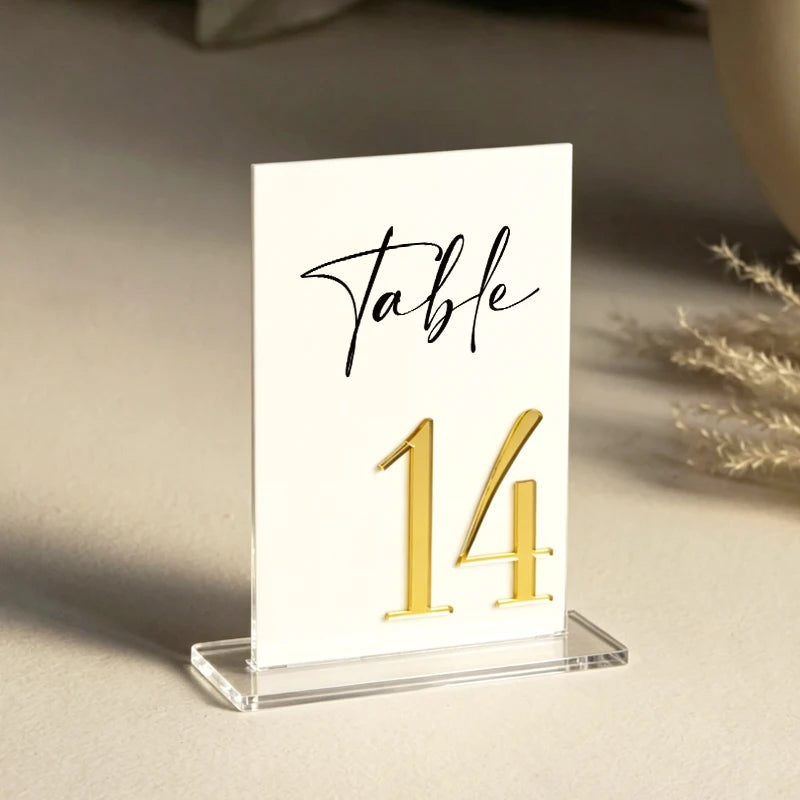 Acrylic Table Numbers with Table Number Stand Holder, Gold Table Numbers, 3D Acrylic Numbers, Wedding Table Numbers