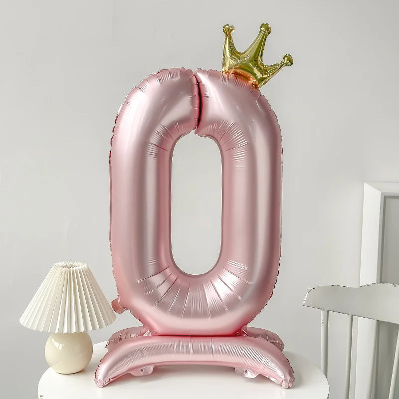 40inch Pink Blue Crown Number Foil Balloons Birthday Party Wedding Xmas Decoration Digital Ballon Kids Baby Shower Air Globos