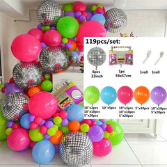 119pcs Back to 80s 90s Theme Balloon Garland Arch Kit 4D Radio Balloons Retro Party Decorations Hip Hop Rock Photo Props Supplie