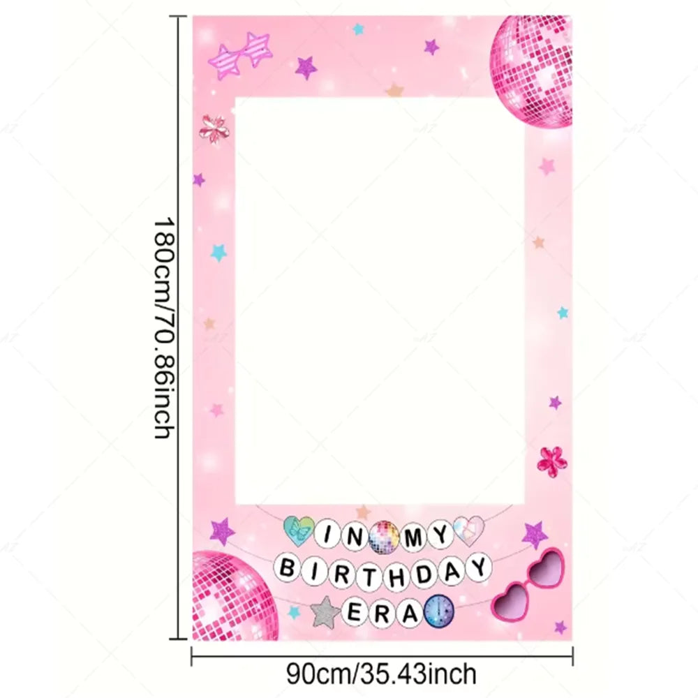 Music Party Pink Photo Booth Props Frame Disco Backdrop Birthday Party Decorations Violin Concert Butterfly Photography Backgrou