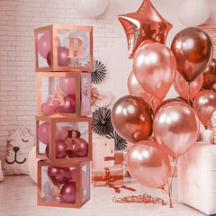 Baby Boxes with Letters 30cm/25cm for Baby Shower Transparent Balloon Box Blocks Birthday Party Gender Reveal Party Decorations