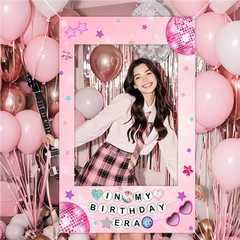 Music Party Pink Photo Booth Props Frame Disco Backdrop Birthday Party Decorations Violin Concert Butterfly Photography Backgrou