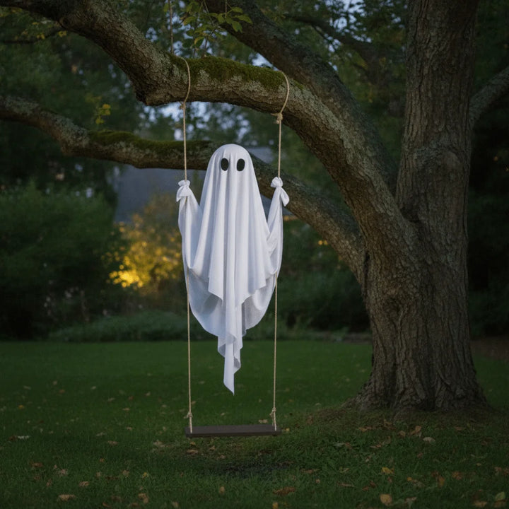 Halloween Hanging Swing Ghost with LED Lights & Remote Control