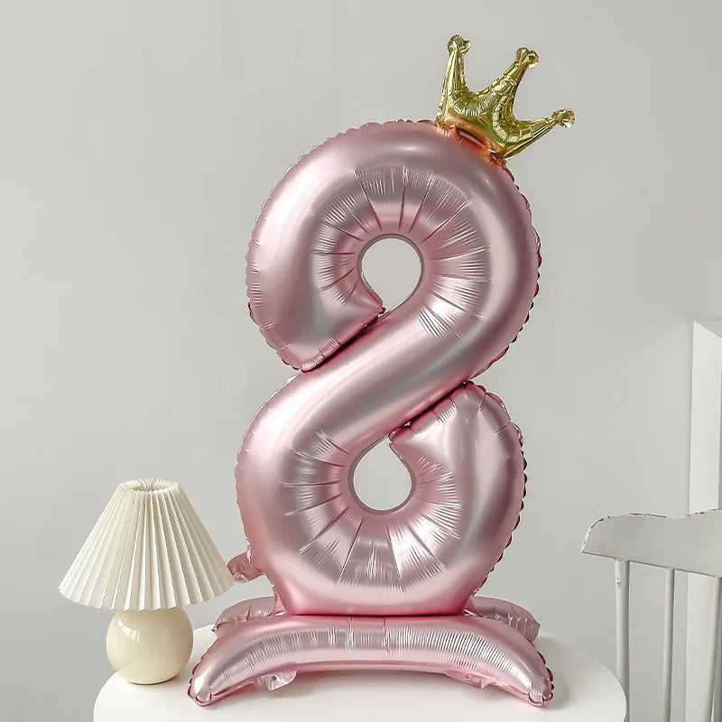 40inch Pink Blue Crown Number Foil Balloons Birthday Party Wedding Xmas Decoration Digital Ballon Kids Baby Shower Air Globos