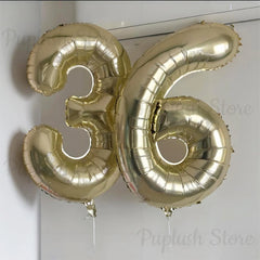 40inch Light Gold Number Balloons Champagne Gold Large Number 0-9 Foil Balloons for Anniversary New Year Birthday Party Decor