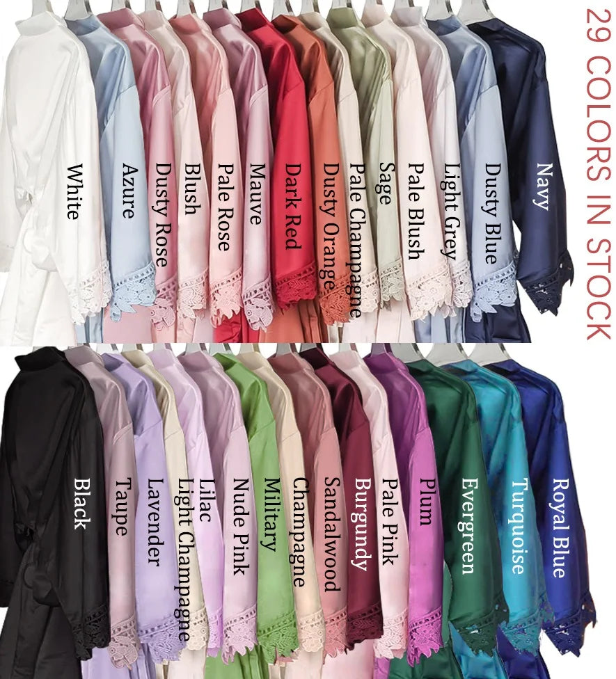 Sega Personalised Bride Kimono Wedding Bridesmaid Custom Lace Robes Bride to Be Dressing Gown Satin Silk Personalized Name Gifts