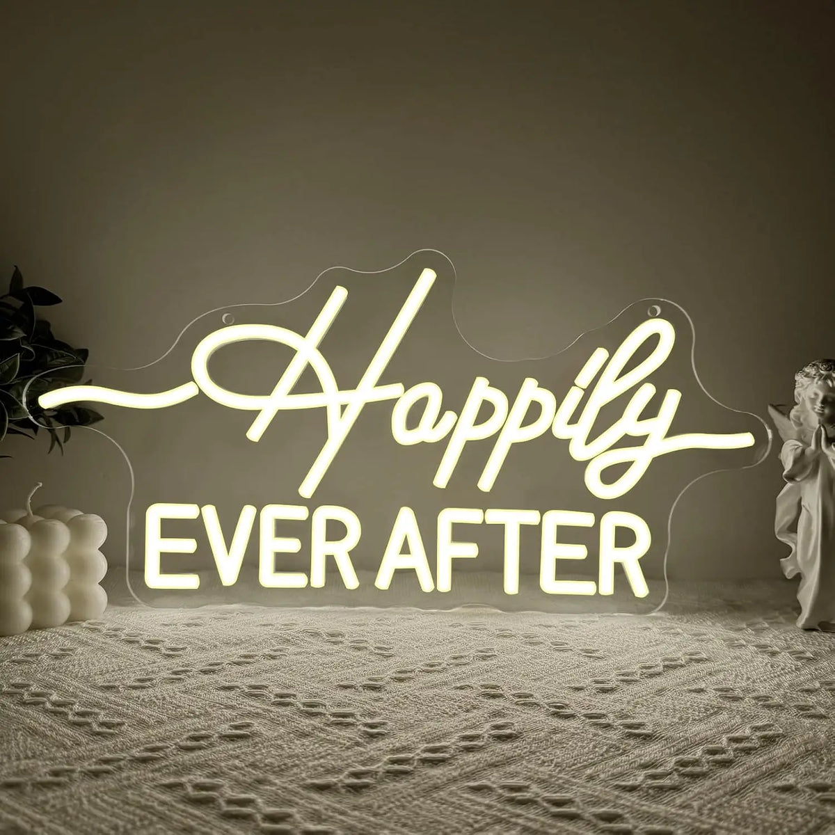 Happily Ever After Neon Sign USB Powered LED Light for Bachelorette Bridal Engagement Party Bedroom Decorations Art Wall Lights