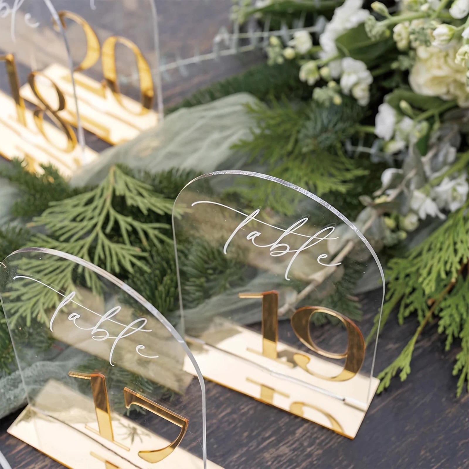 Acrylic Table Number Signs 10 Pcs Set Clear Table Number Cards for Wedding Restaurant& Graduation Activities