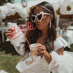 Pearl Bride to be Sunglasses Bachelorette Party Heart Glasses bridal shower Party Bridesmaid Bride Favors honeymoon trip gift