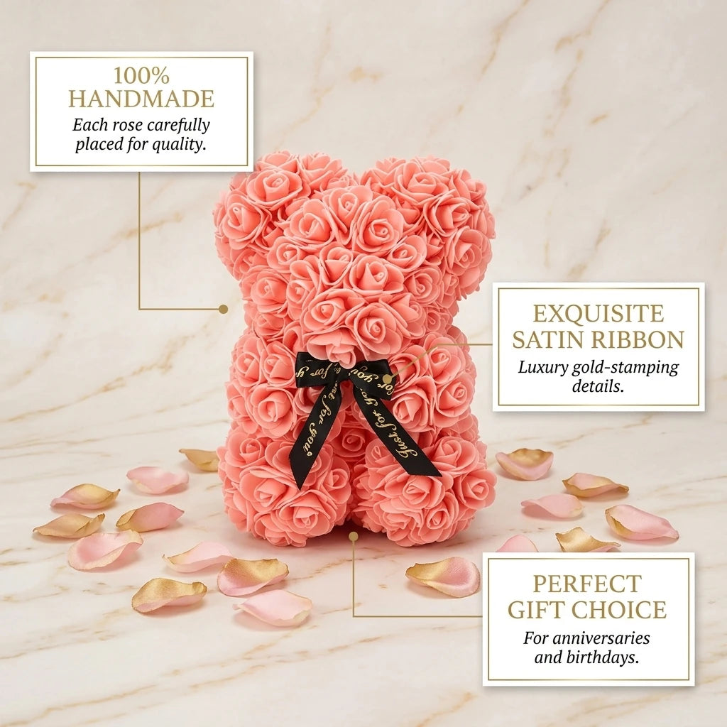 Eternal Rose Teddy Bear Gift — 25cm