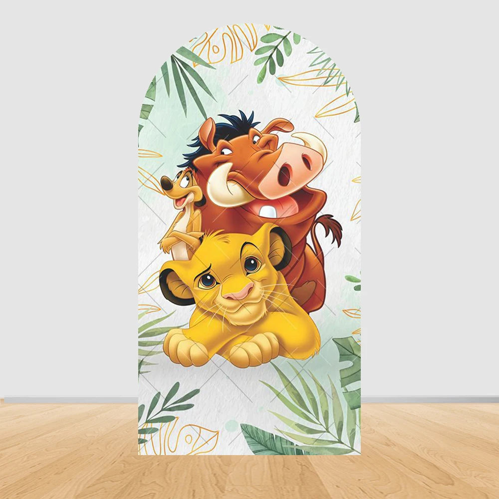 Lion King Arch Background Cover Child Birthday Party Jungle Forest Double-Sided Arch Cover Backdrop Baby Shower Decor Photo Prop