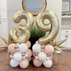 40inch Light Gold Number Balloons Champagne Gold Large Number 0-9 Foil Balloons for Anniversary New Year Birthday Party Decor