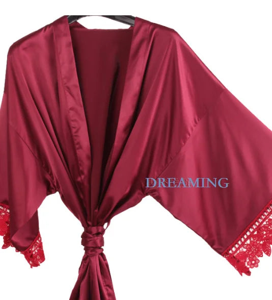 Sega Personalised Bride Kimono Wedding Bridesmaid Custom Lace Robes Bride to Be Dressing Gown Satin Silk Personalized Name Gifts