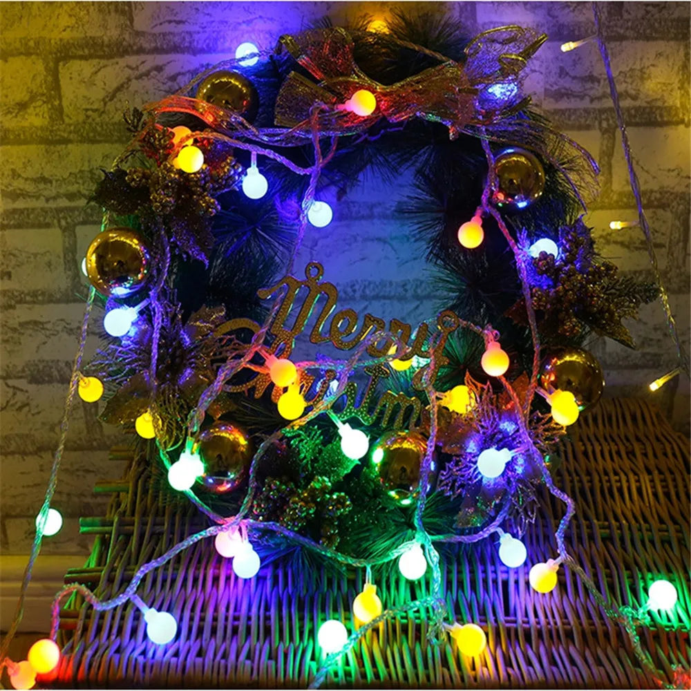 AA Battery Power LED Ball Garland Lights Fairy String Waterproof Outdoor Lamp Christmas Holiday Wedding Party Lights Decoration