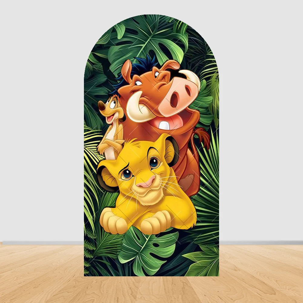 Lion King Arch Background Cover Child Birthday Party Jungle Forest Double-Sided Arch Cover Backdrop Baby Shower Decor Photo Prop