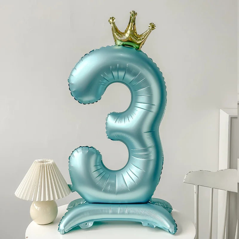 40inch Pink Blue Crown Number Foil Balloons Birthday Party Wedding Xmas Decoration Digital Ballon Kids Baby Shower Air Globos