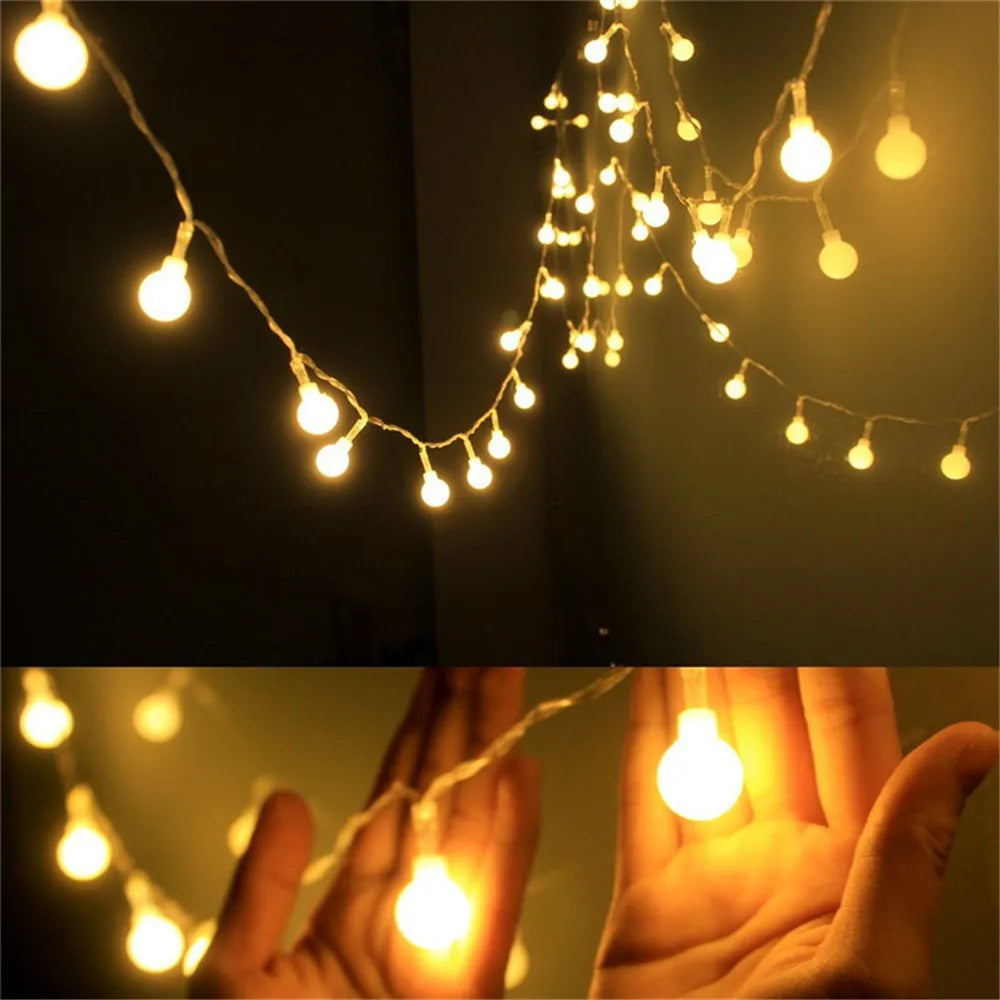 5M 10M 20M 30M 50M Cherry Balls LED Fairy String Lights  220V 110V Operated Wedding Christmas Outdoor Room Garland Decoration