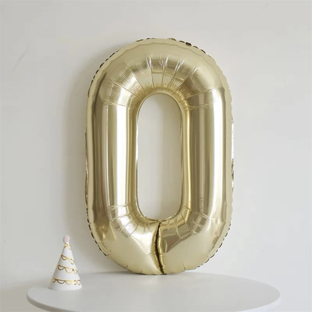 40inch Light Gold Number Balloons Champagne Gold Large Number 0-9 Foil Balloons for Anniversary New Year Birthday Party Decor
