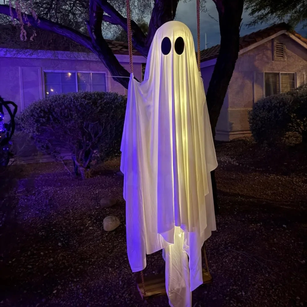 Halloween Hanging Swing Ghost with LED Lights & Remote Control