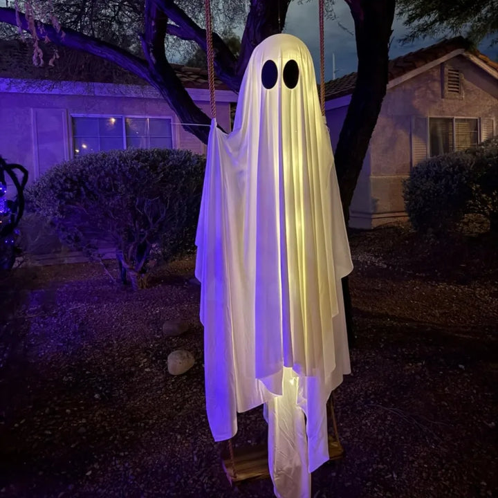 Halloween Hanging Swing Ghost with LED Lights & Remote Control
