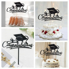 2024 Congratulations Cake Toppers Multi-Styles Bachelor Cap Graduate Birthday Cake Decoration Acrylic Congrats Cake Topper