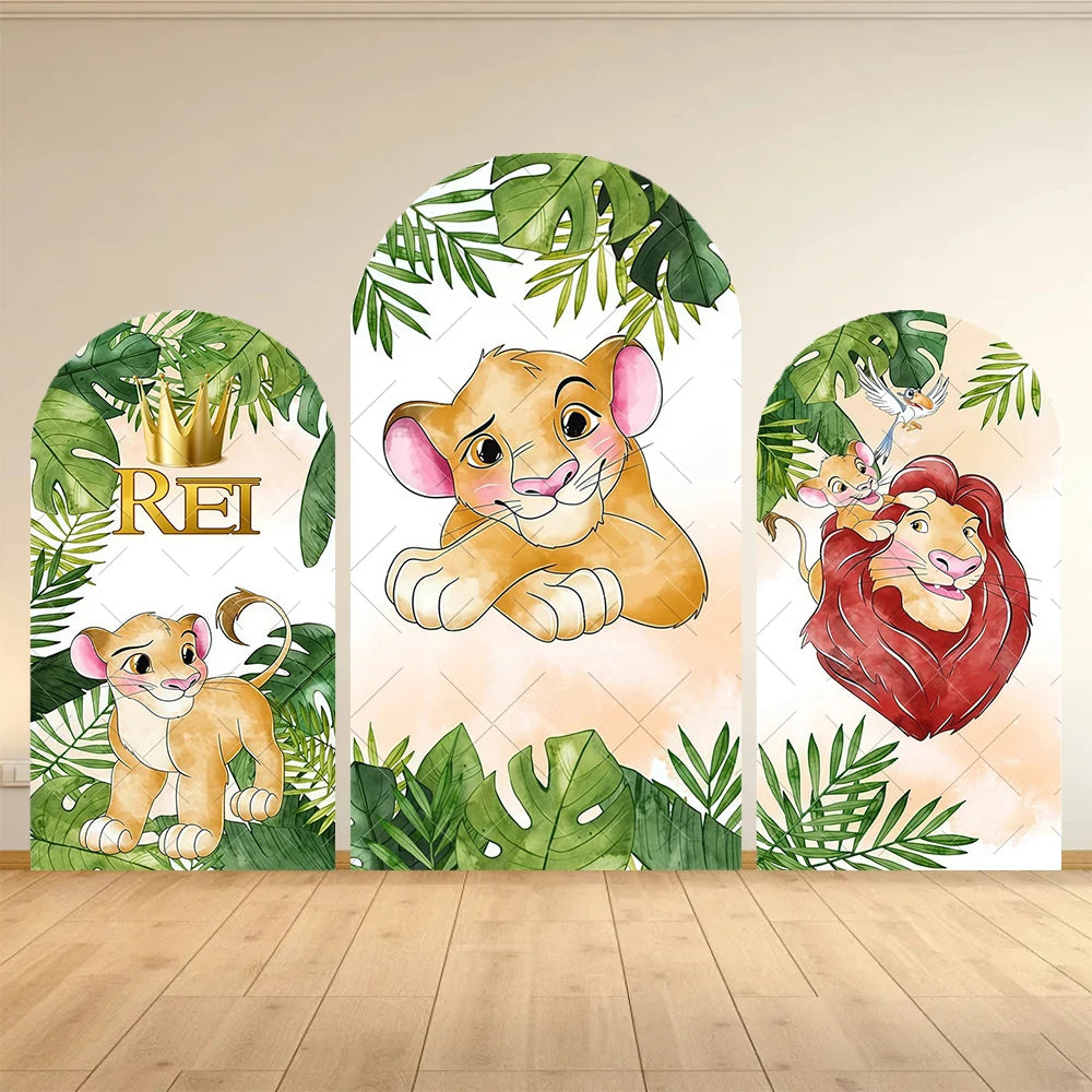 Lion King Arch Background Cover Child Birthday Party Jungle Forest Double-Sided Arch Cover Backdrop Baby Shower Decor Photo Prop