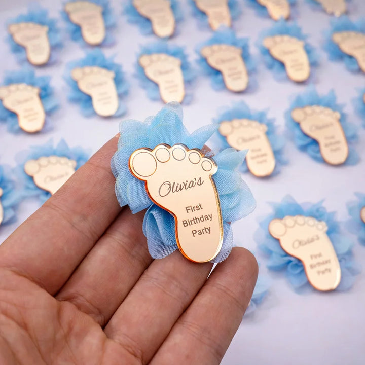Personalized Baby Footprint Mirror Acrylic Party Favor Custom Name First Birthday Baby Shower Decorations Keepsake Gift