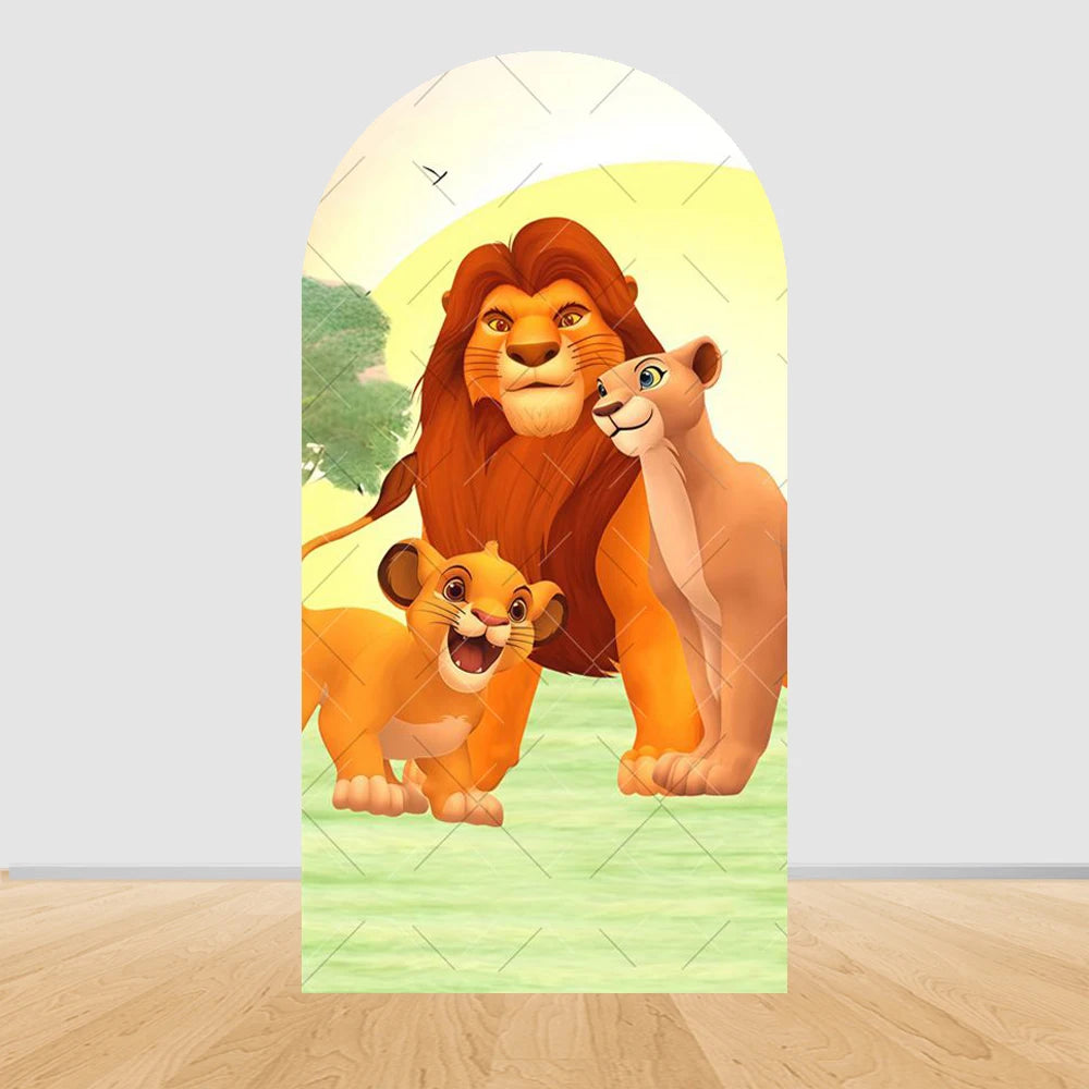Lion King Arch Background Cover Child Birthday Party Jungle Forest Double-Sided Arch Cover Backdrop Baby Shower Decor Photo Prop