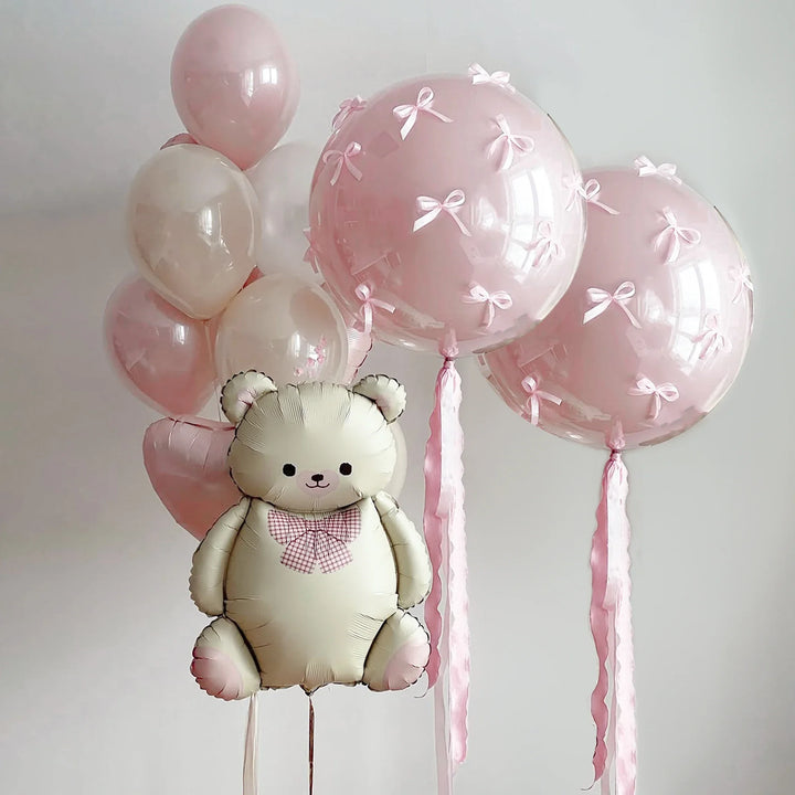 Cartoon Bear Transparent Bobo Balloon Set DIY Bow