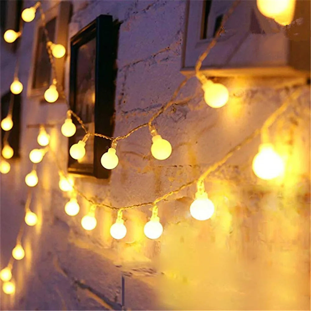 AA Battery Power LED Ball Garland Lights Fairy String Waterproof Outdoor Lamp Christmas Holiday Wedding Party Lights Decoration