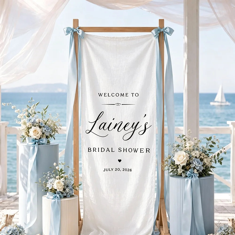 Personalized Bridal Shower Welcome Fabric Sign
