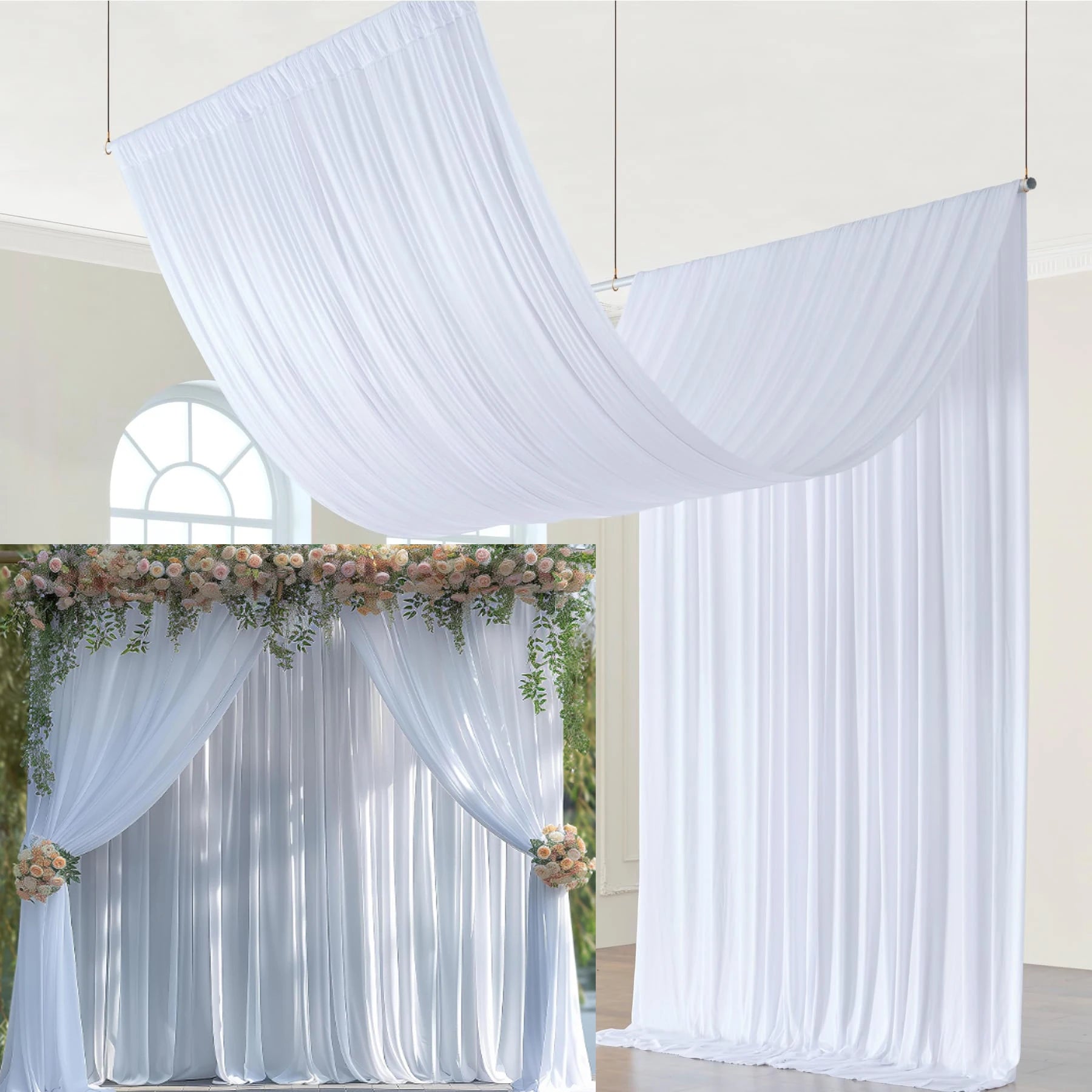 Wrinkle Free DIY Backdrop Curtain Party Wedding Drape Backdrop Photo Wall Backdrop Cloth for Graduation Photography Background
