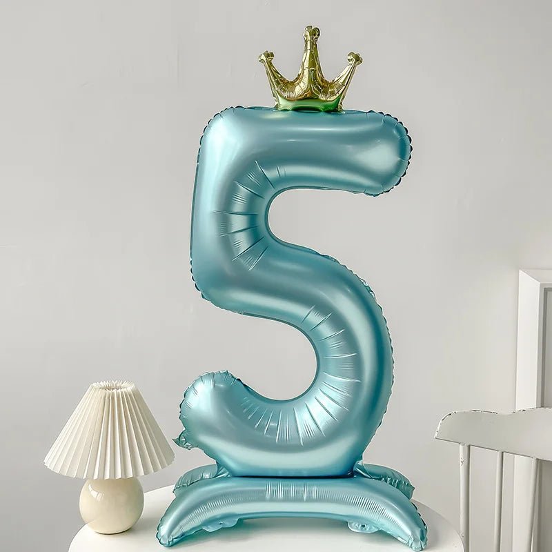 40inch Pink Blue Crown Number Foil Balloons Birthday Party Wedding Xmas Decoration Digital Ballon Kids Baby Shower Air Globos