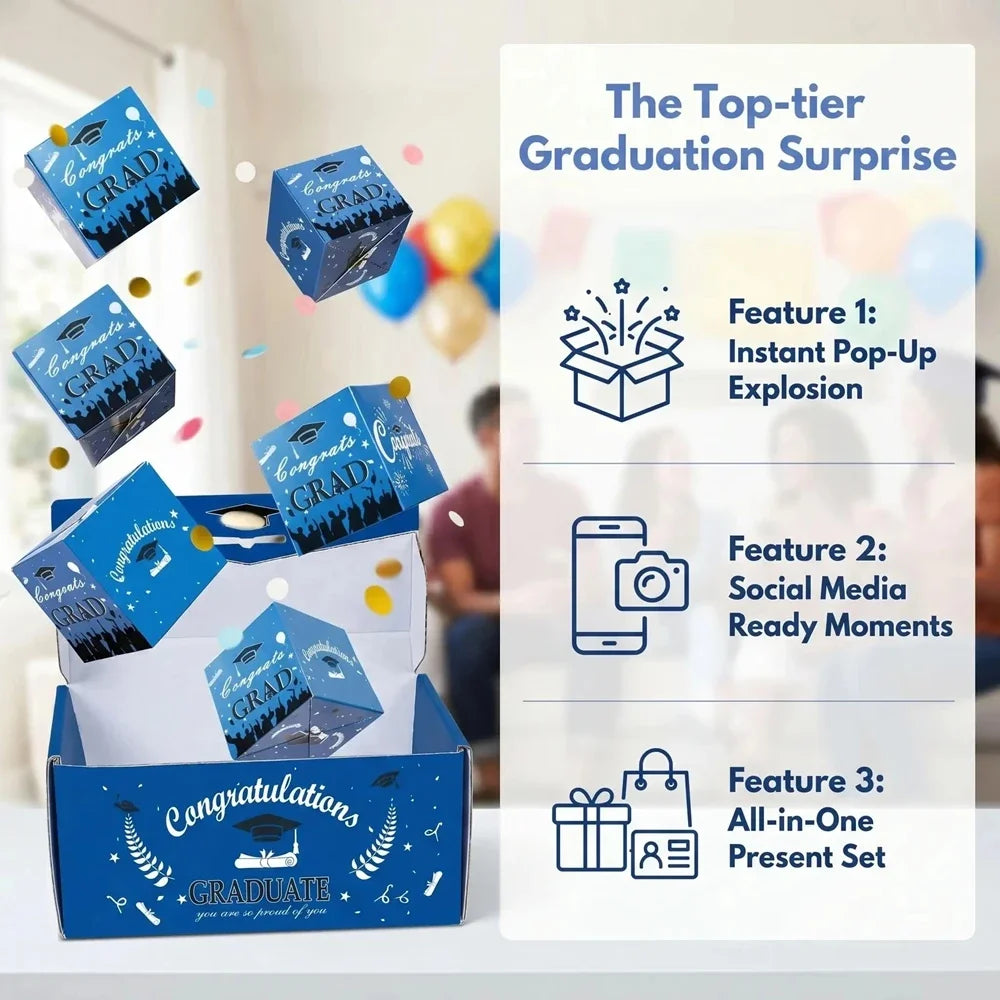2026 Graduation Pop Up Explosion Box Bounce Red Envelope Money Holder Fun Surprise For Birthday Anniversary Him Her Friends