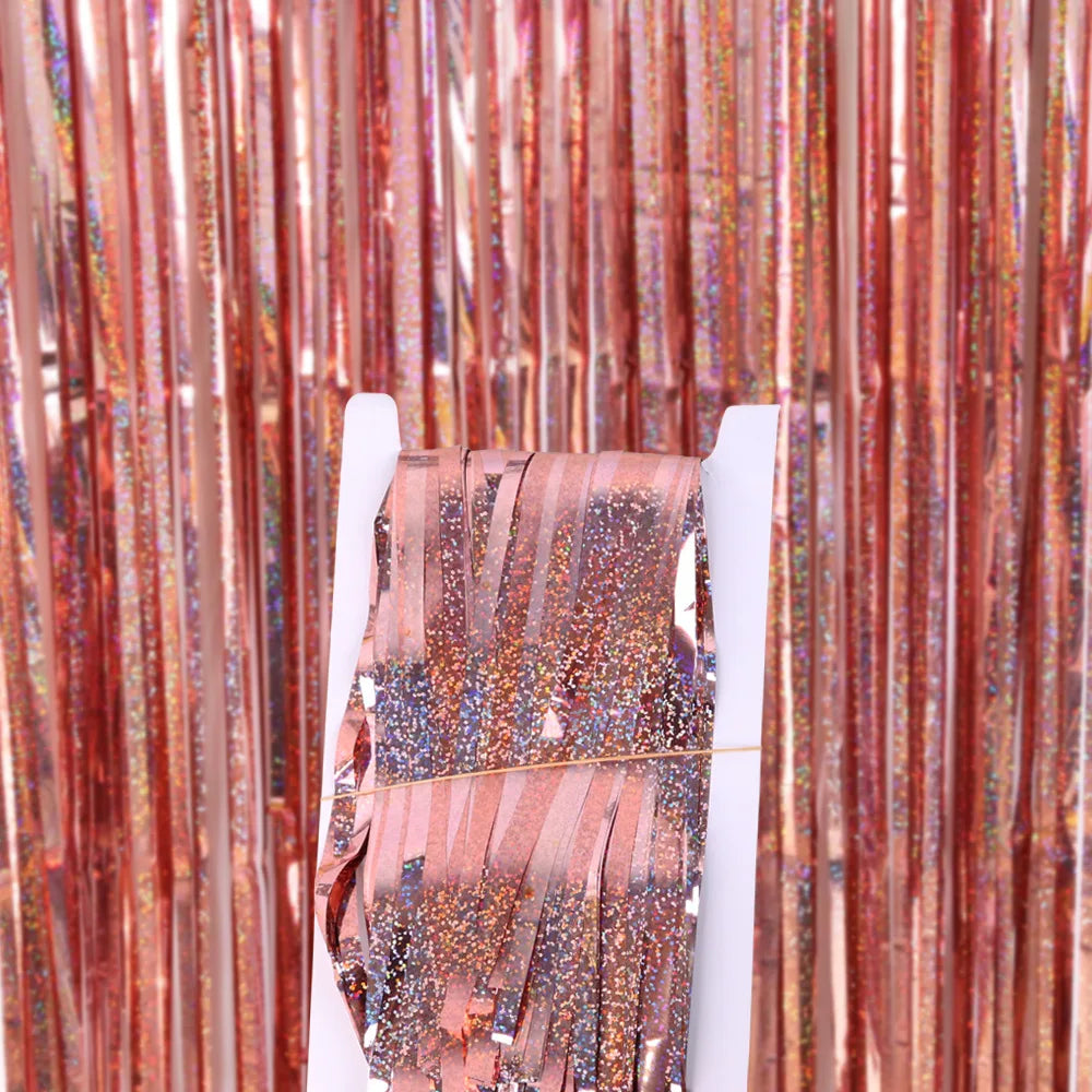 Metallic Tinsel Foil Fringe Backdrop Curtain