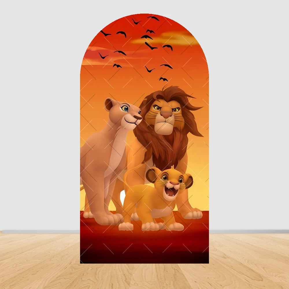 Lion King Arch Background Cover Child Birthday Party Jungle Forest Double-Sided Arch Cover Backdrop Baby Shower Decor Photo Prop