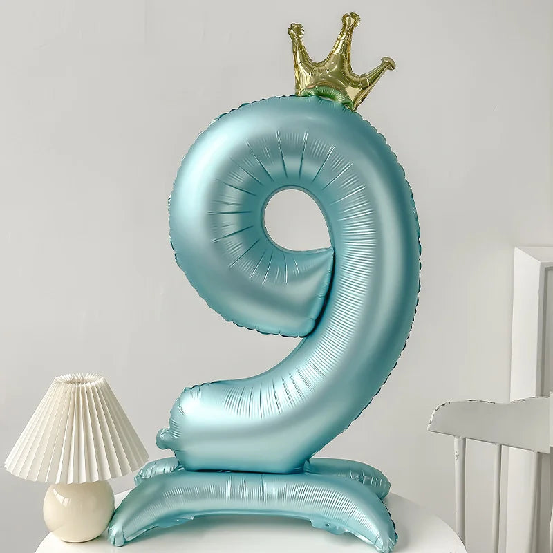 40inch Pink Blue Crown Number Foil Balloons Birthday Party Wedding Xmas Decoration Digital Ballon Kids Baby Shower Air Globos