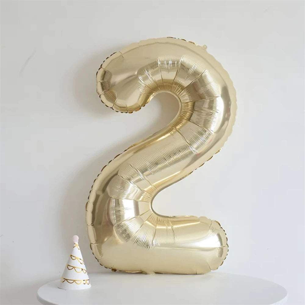 40inch Light Gold Number Balloons Champagne Gold Large Number 0-9 Foil Balloons for Anniversary New Year Birthday Party Decor