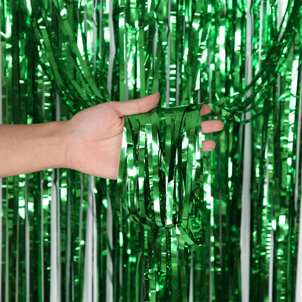 Metallic Tinsel Foil Fringe Backdrop Curtain