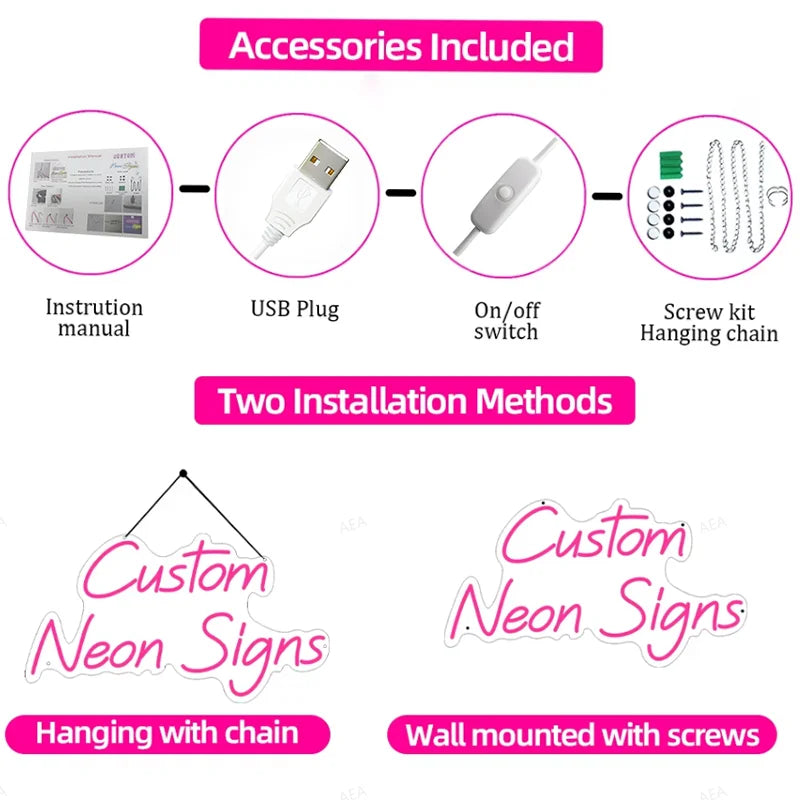 Custom your Personalised Name Neon Sign Light for girls/boys Birthday Gifts Party Bar Wedding Room Wall Decoration Neon Led Sign