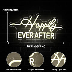Happily Ever After Neon Sign USB Powered LED Light for Bachelorette Bridal Engagement Party Bedroom Decorations Art Wall Lights
