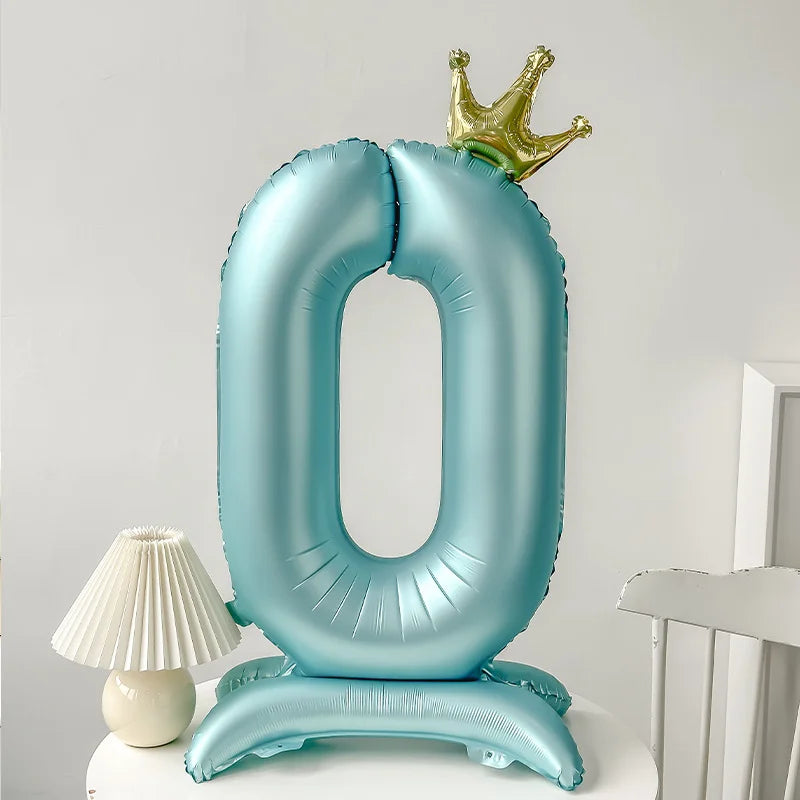 40inch Pink Blue Crown Number Foil Balloons Birthday Party Wedding Xmas Decoration Digital Ballon Kids Baby Shower Air Globos