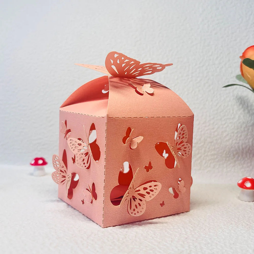 Pink Butterfly Candy Gift Boxes | Party Favor Boxes