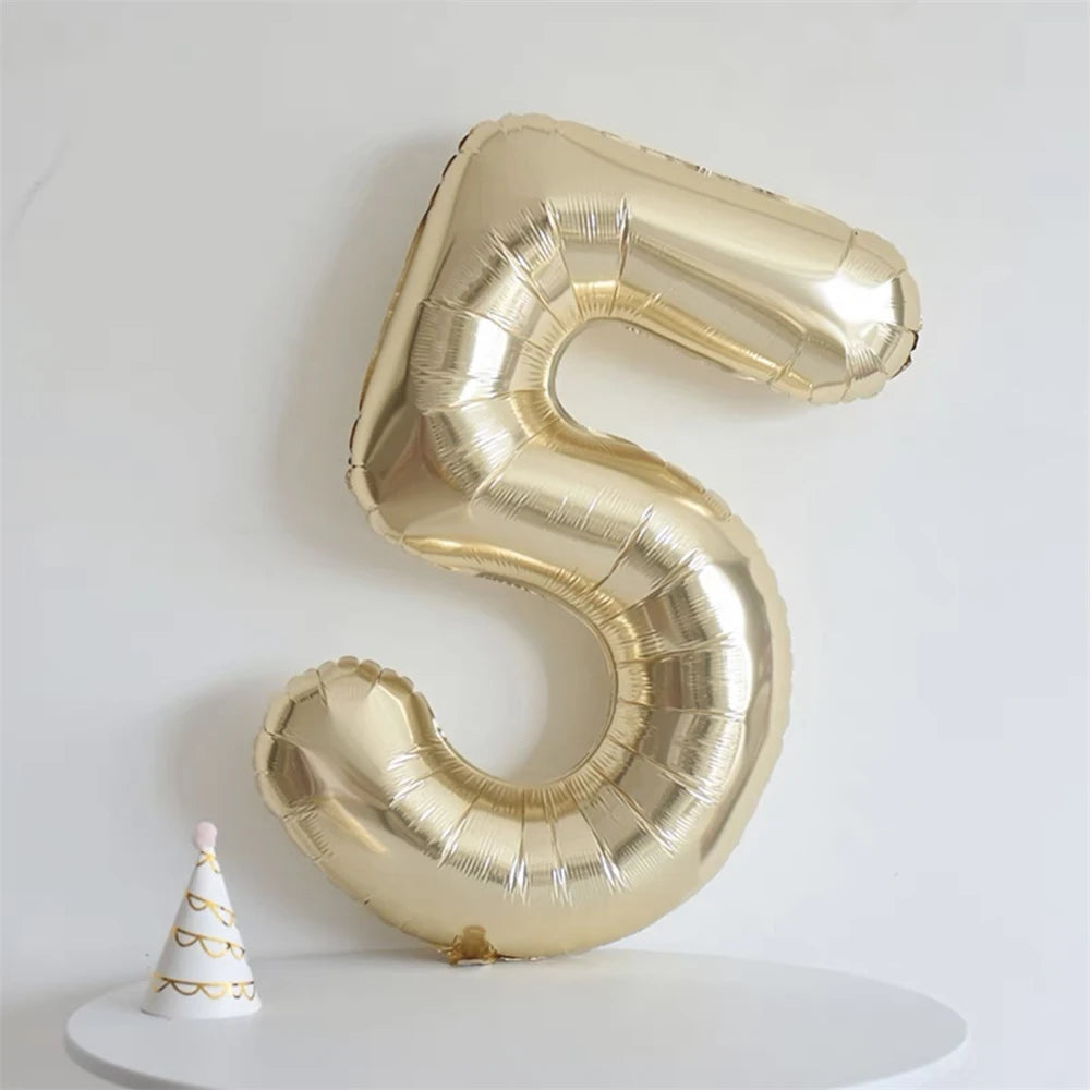 40inch Light Gold Number Balloons Champagne Gold Large Number 0-9 Foil Balloons for Anniversary New Year Birthday Party Decor